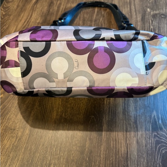 RARE Coach Sateen Signature Hobo Bag - Black and Purple - Picture 3 of 15